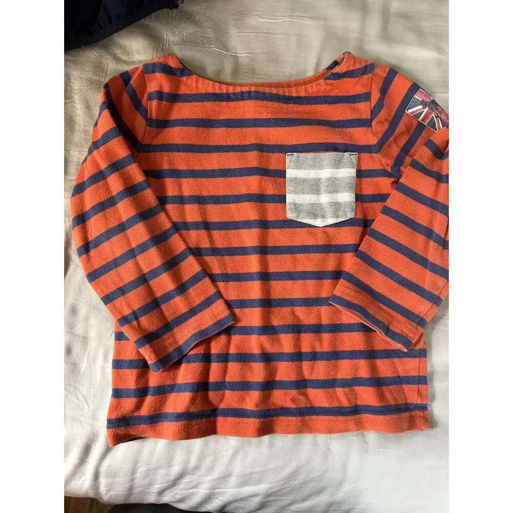 Mini Boden Orange And Blue Stripe Shirt size 2-3
